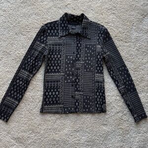 Milano Boho Print Button Front Blouse Shirt Size S